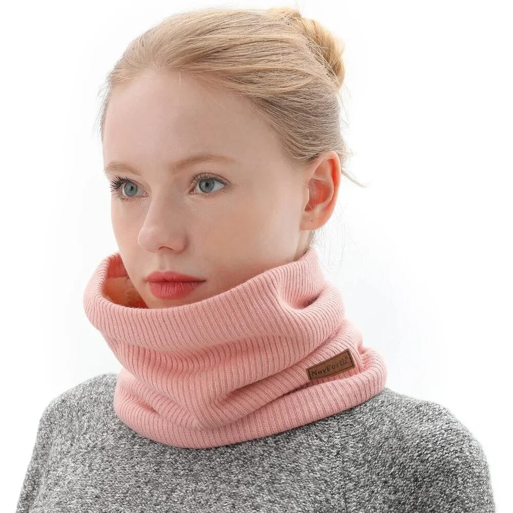 Men's Pink Winter Ski Neck Gaiter Face Scarf Fleece Lined Windproof Scarves